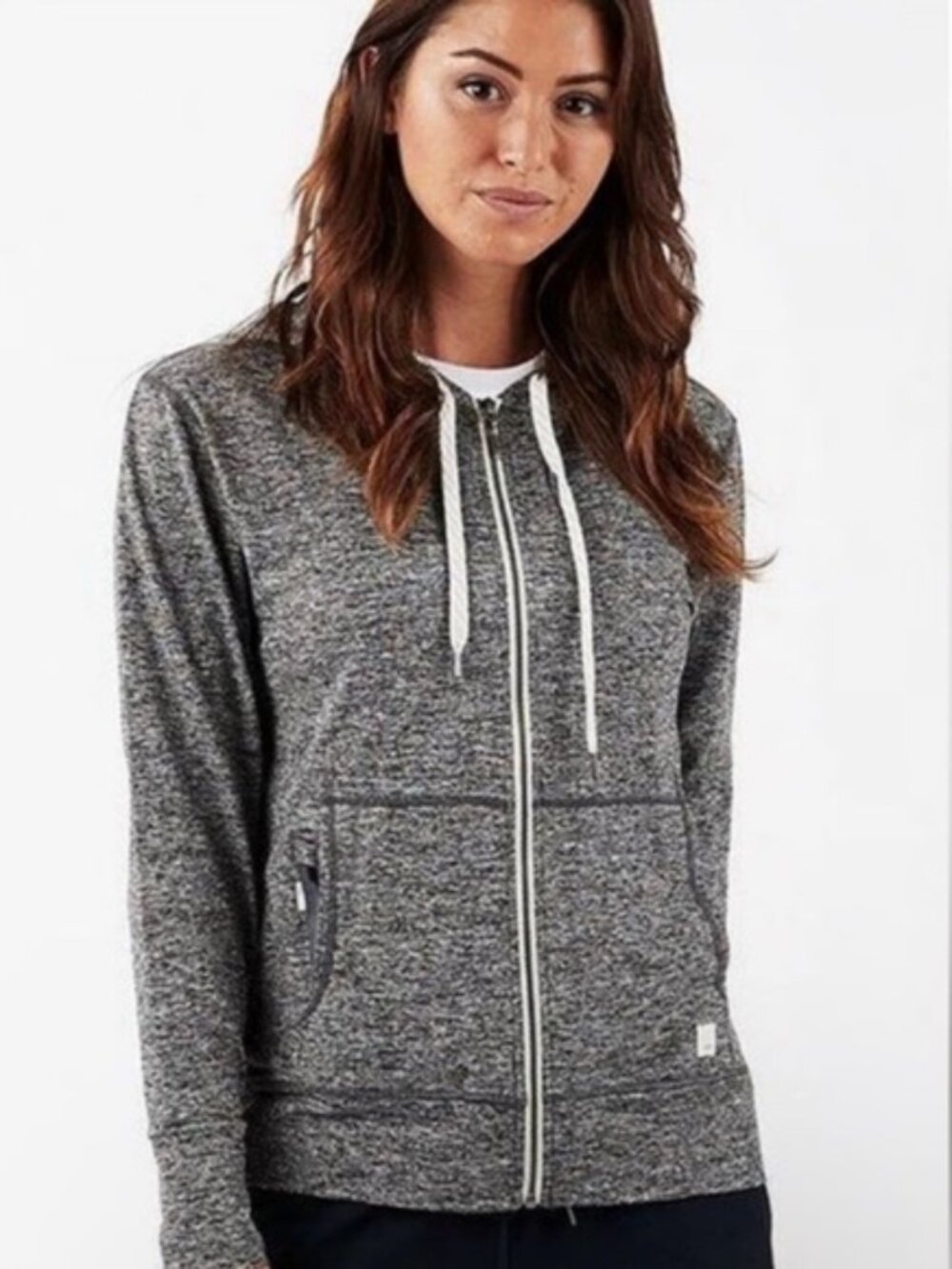 Vuori Women's Heather Gray Full Zip Halo Essential‎ Hoodie Size S